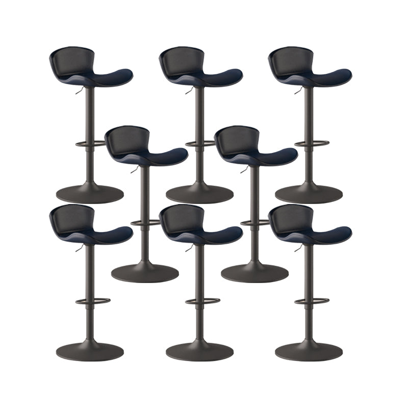 Faux Leather Adjustable Height Swivel Armless Bar Stool with Footrest