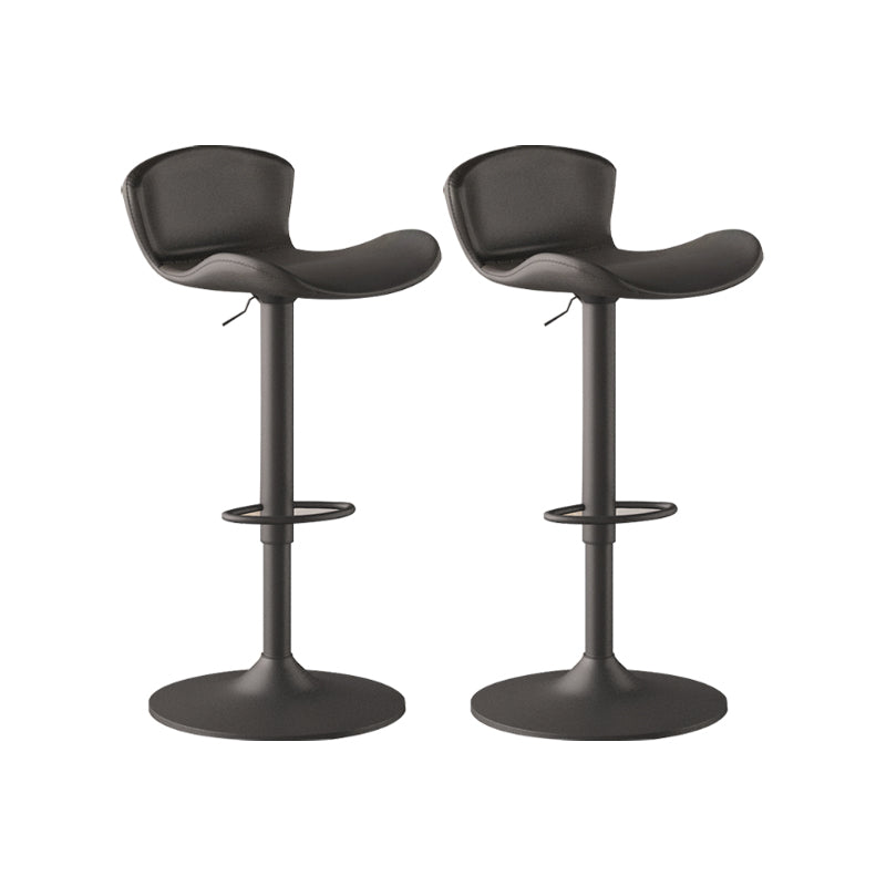 Faux Leather Adjustable Height Swivel Armless Bar Stool with Footrest