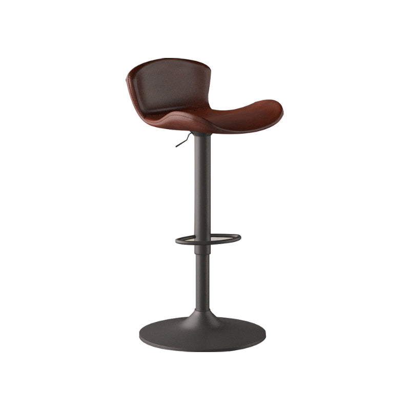 Faux Leather Adjustable Height Swivel Armless Bar Stool with Footrest