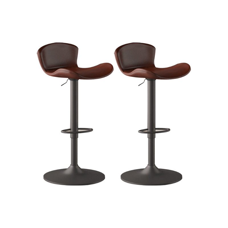 Faux Leather Adjustable Height Swivel Armless Bar Stool with Footrest