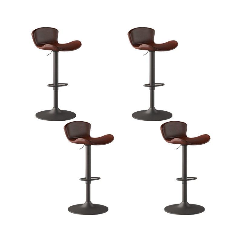 Faux Leather Adjustable Height Swivel Armless Bar Stool with Footrest