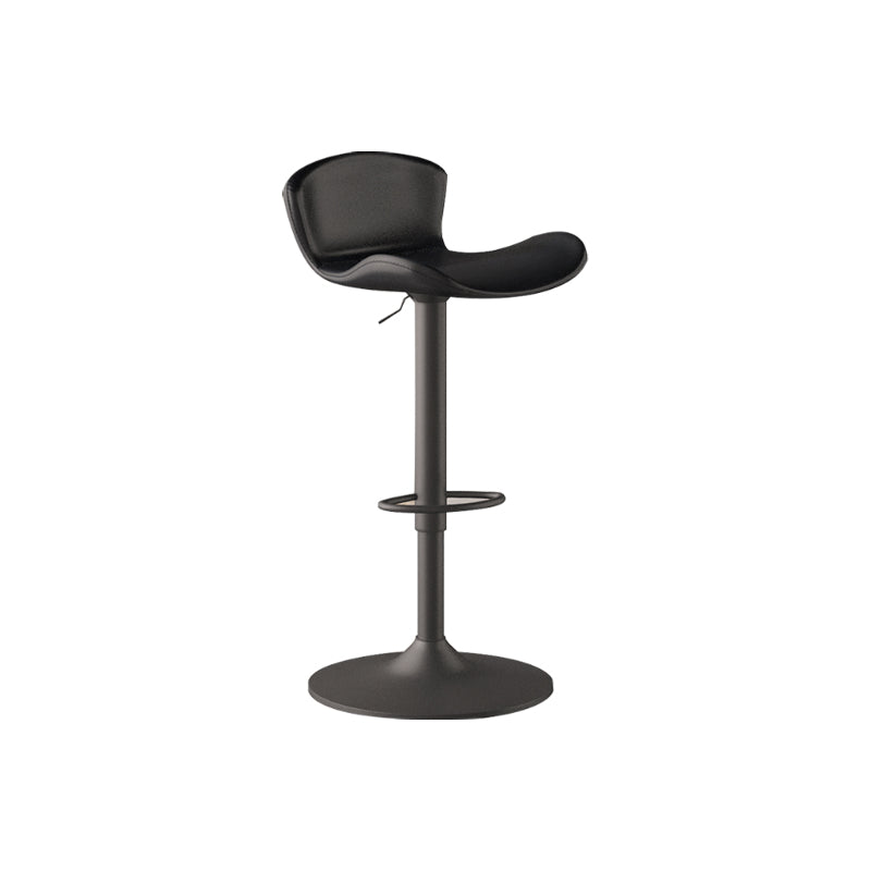 Faux Leather Adjustable Height Swivel Armless Bar Stool with Footrest