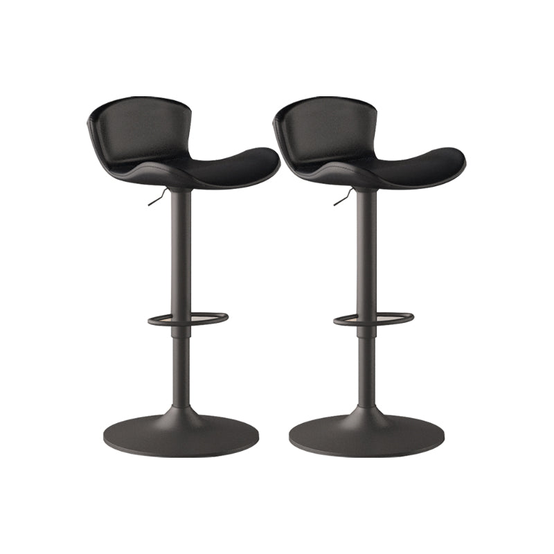 Faux Leather Adjustable Height Swivel Armless Bar Stool with Footrest