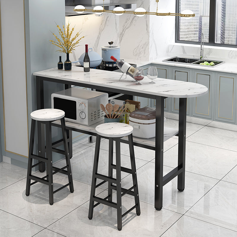 Modern Style Bar Table Set 3 Pieces Bar Table Set with Metal Base for Kitchen