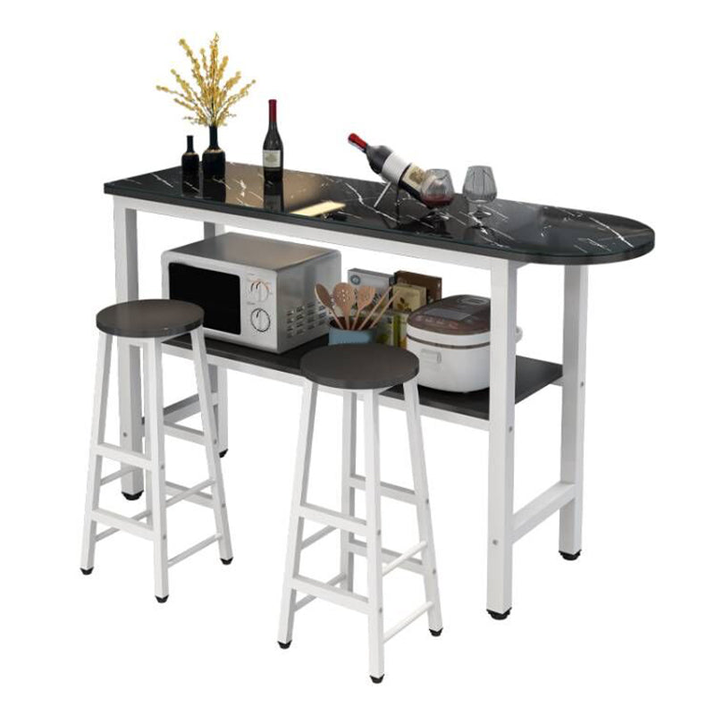 Modern Style Bar Table Set 3 Pieces Bar Table Set with Metal Base for Kitchen