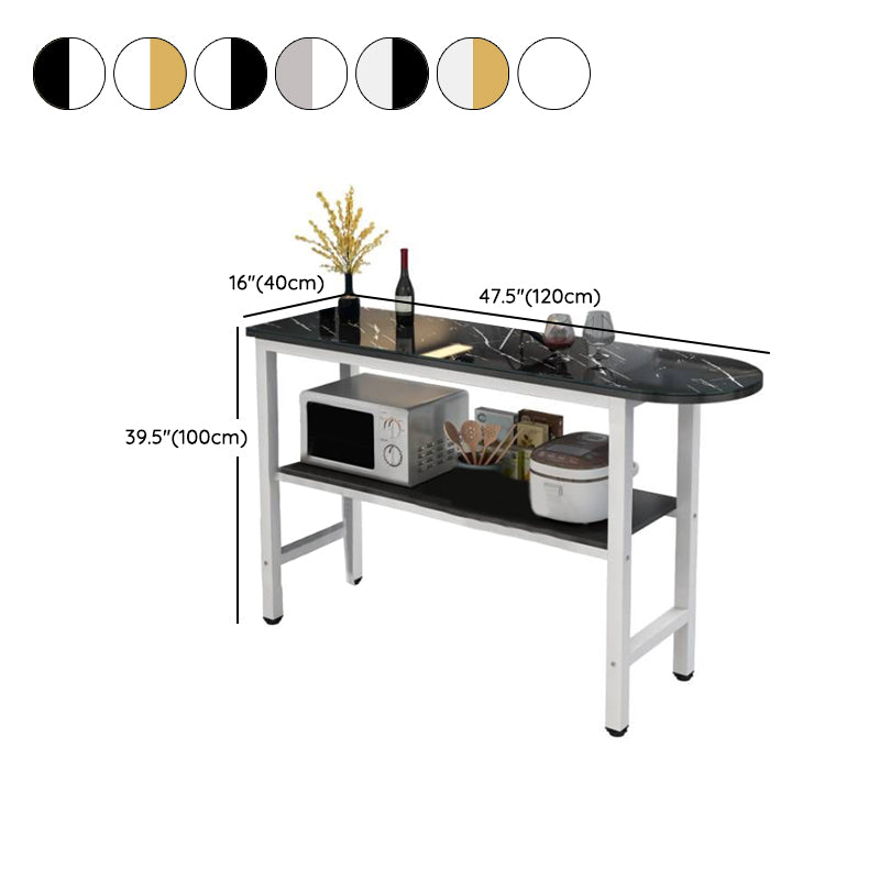 Modern Style Bar Table Set 3 Pieces Bar Table Set with Metal Base for Kitchen