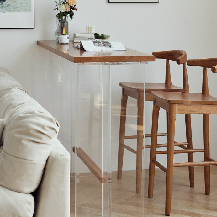 Wood and Acrylic Base Counter-height Pub Table Rectangle Pub Table
