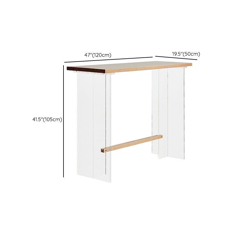 Wood and Acrylic Base Counter-height Pub Table Rectangle Pub Table