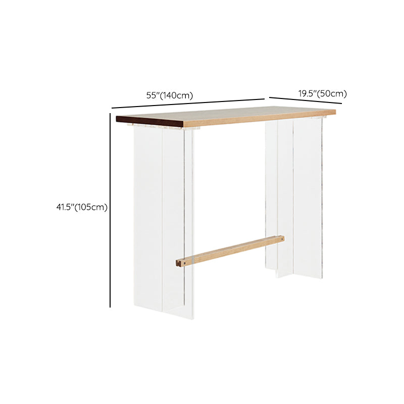 Wood and Acrylic Base Counter-height Pub Table Rectangle Pub Table
