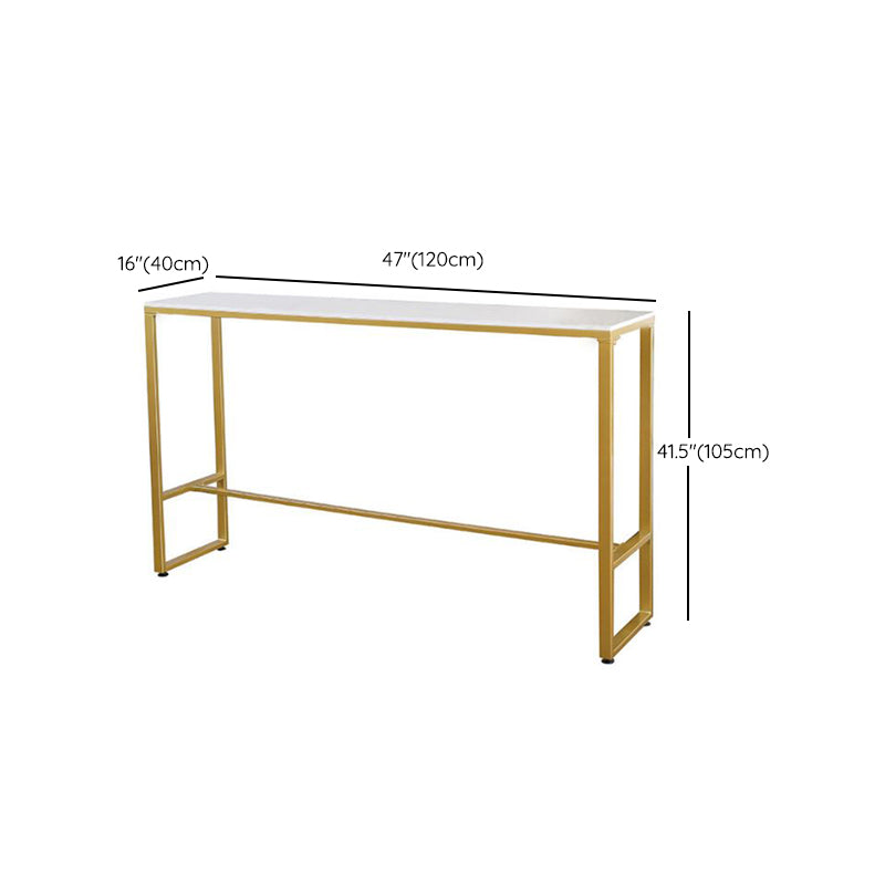 Glam Indoor Bar Dining Table Rectangle Bar Stool Table with Iron Base