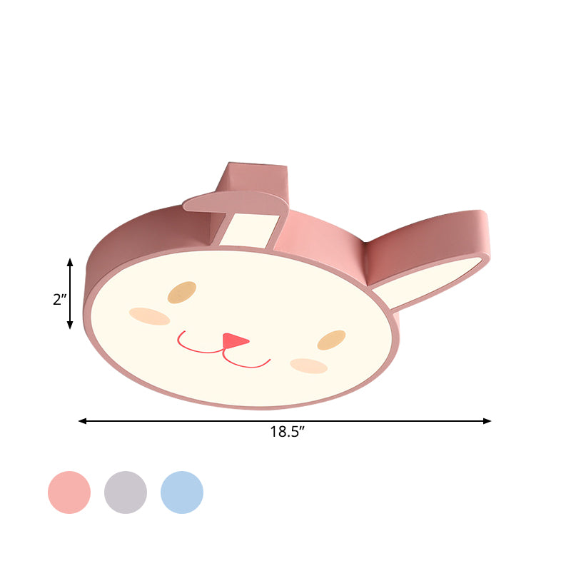 Rabbit Flush Mount Cartoon Style Acrylic Pink/Blue/White LED Flushmount Ceiling Fixture for Bedroom