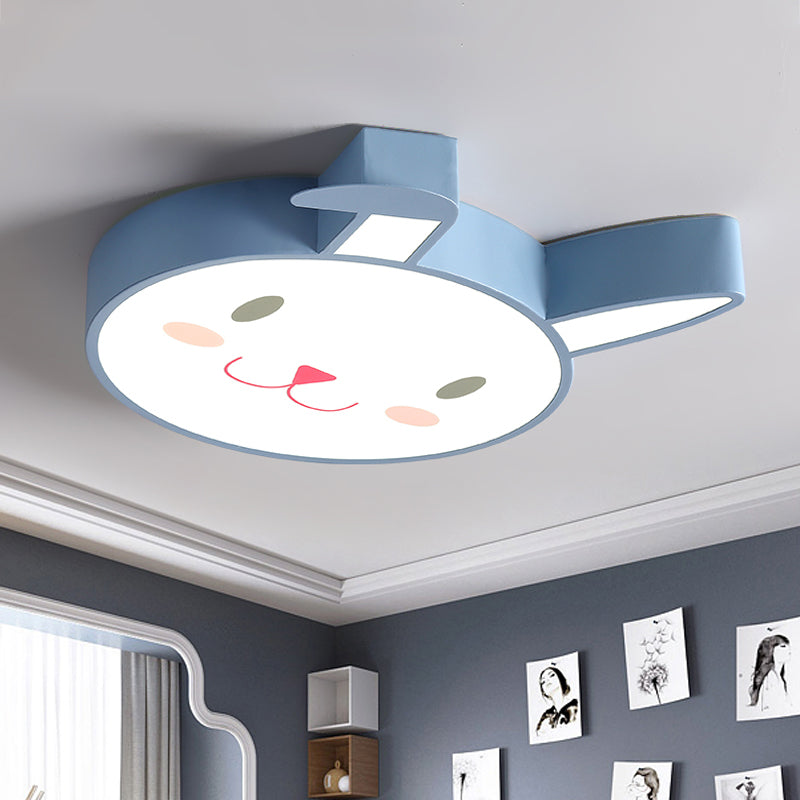 Rabbit Flush Mount Cartoon Style Acrylic Pink/Blue/White LED Flushmount Ceiling Fixture for Bedroom
