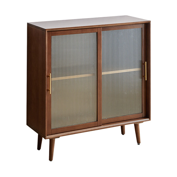 Contemporary Beech Dining Server Glass Doors Buffet Server for Dining Room
