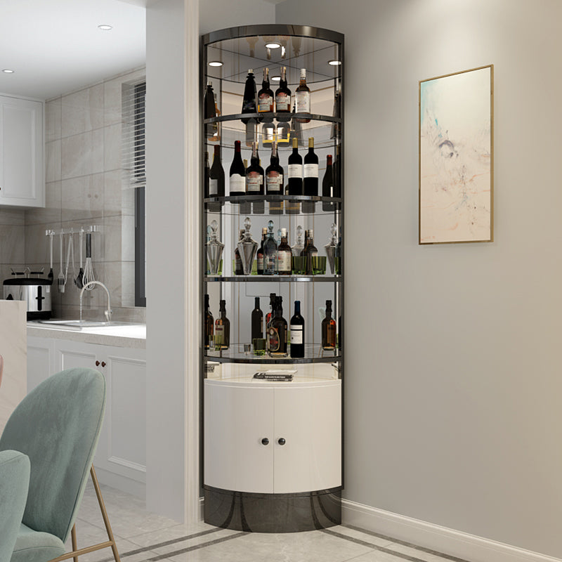 Glam Style Corner Cabinet Solid Color 2-door Accent Cabinet with Shelves