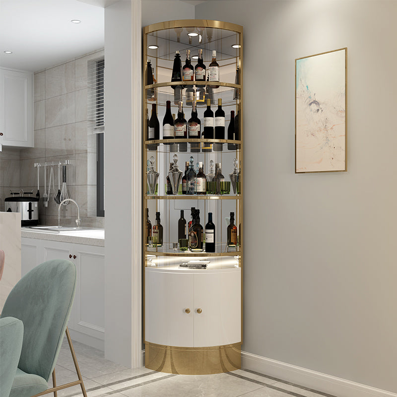 Glam Style Corner Cabinet Solid Color 2-door Accent Cabinet with Shelves
