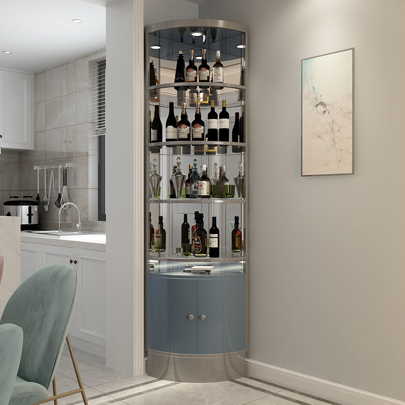 Glam Style Corner Cabinet Solid Color 2-door Accent Cabinet with Shelves