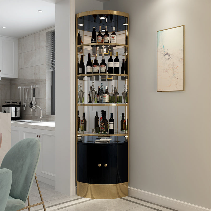 Glam Style Corner Cabinet Solid Color 2-door Accent Cabinet with Shelves