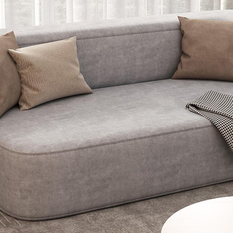 Contemporary Grey Convertible Sofa Upholstered Square Arms Sleeper Sofa