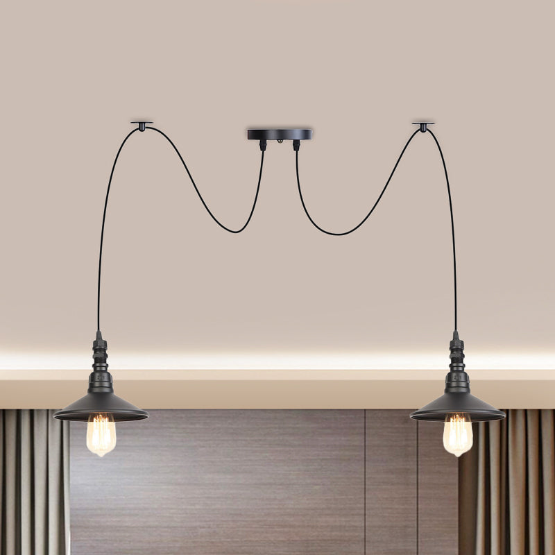 Iron Saucer LED Multi-Light Pendant Vintage 2/3/6 Lights Bar Swag Pendulum Lamp in Black