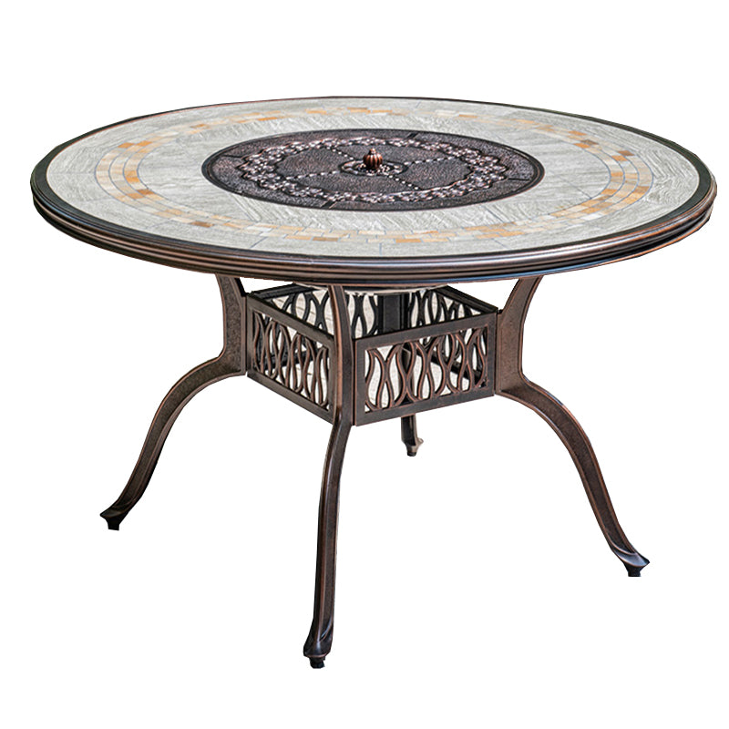 Industrial Round Side Table Water Resistant Patio Table with Aluminum Frame