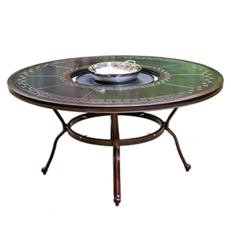 Industrial Round Side Table Water Resistant Patio Table with Aluminum Frame