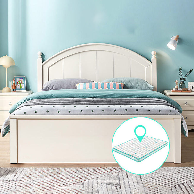 White Simple Standard Bed for Children with Mattress and Lift UP Storage