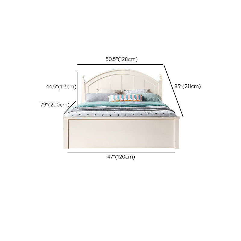 White Simple Standard Bed for Children with Mattress and Lift UP Storage