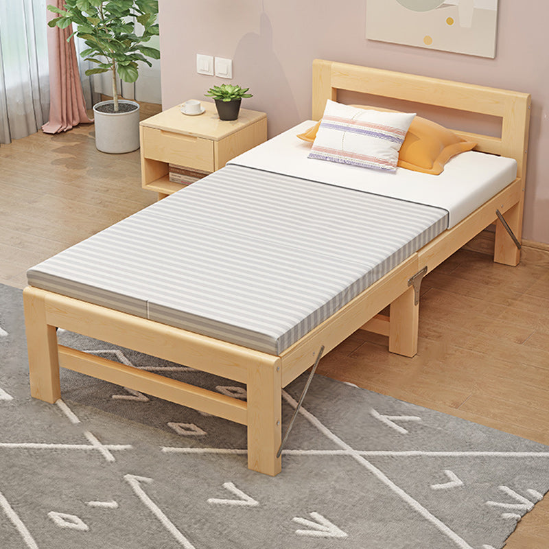 Twin Size Open Frame Bed Folding Pine Wood Bed Frame with Mattress