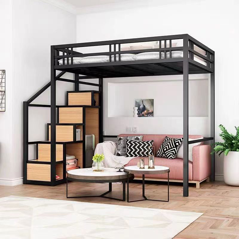 Metal Loft Bed Contemporary Kids Bed with Open Frame Headboard