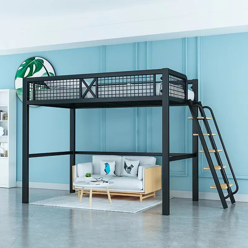 Metal Loft Bed Contemporary Kids Bed with Open Frame Headboard