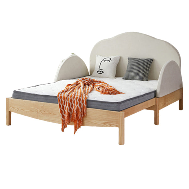 Contemporary Daybed Solid Wood Upholstered Headboard Natural with Guardrail