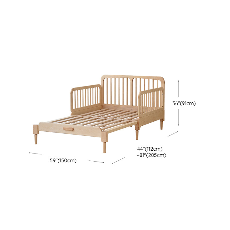 Contemporary Daybed Solid Wood Slat Headboard with Guardrail No Theme