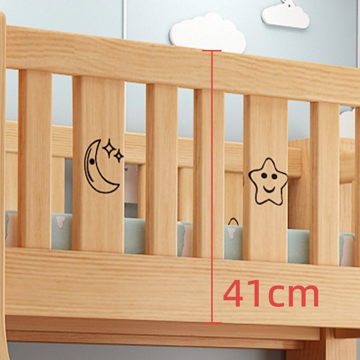 Contemporary Bunk Bed Solid Wood with Guardrail No Theme Slat Headboard
