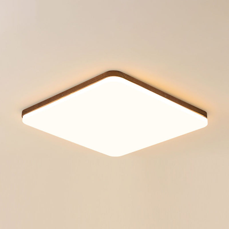 Wood Modern Flush Mount Geometric Shape LED Ceiling Light with Acrylic Shade for Bedroom
