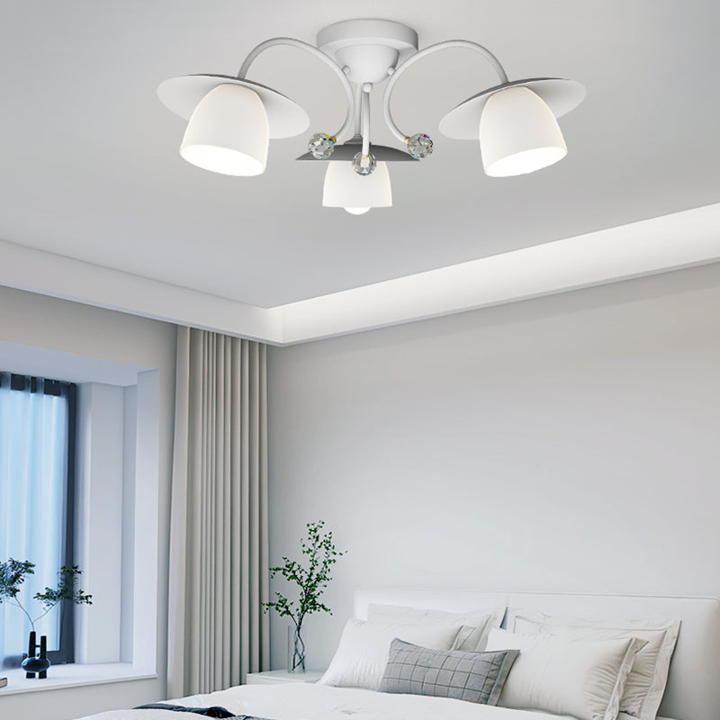 Modern Metal Flush Mount Cone Shape Ceiling Light with Glass Shade for Living Room