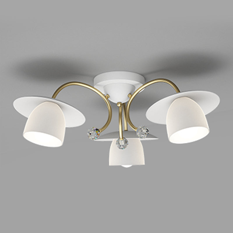 Modern Metal Flush Mount Cone Shape Ceiling Light with Glass Shade for Living Room