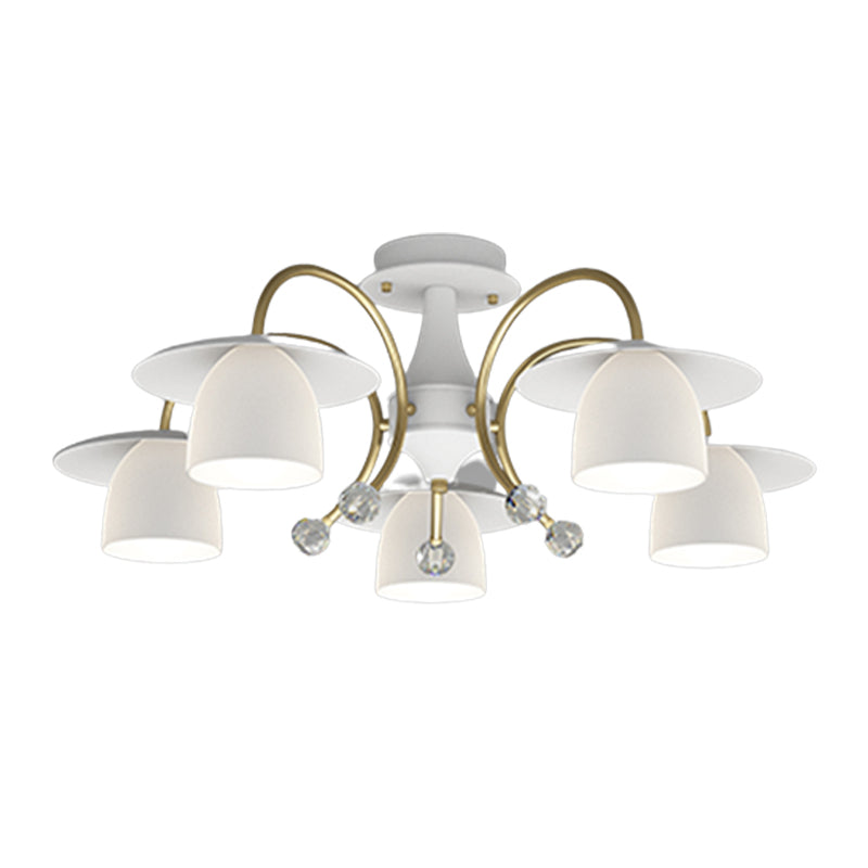 Modern Metal Flush Mount Cone Shape Ceiling Light with Glass Shade for Living Room