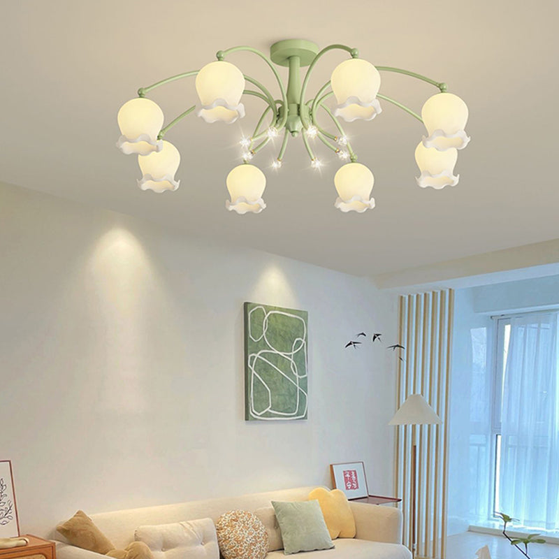 Modern Metal Flush Mount Flower Shape Ceiling Lamp with Acrylic Shade for Living Room