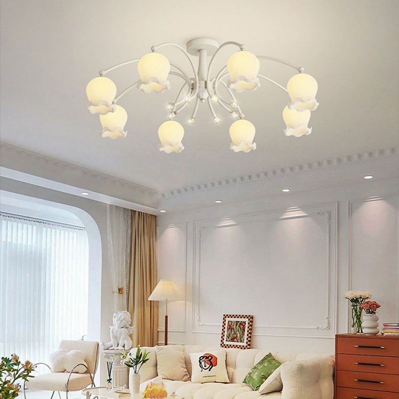 Modern Metal Flush Mount Flower Shape Ceiling Lamp with Acrylic Shade for Living Room
