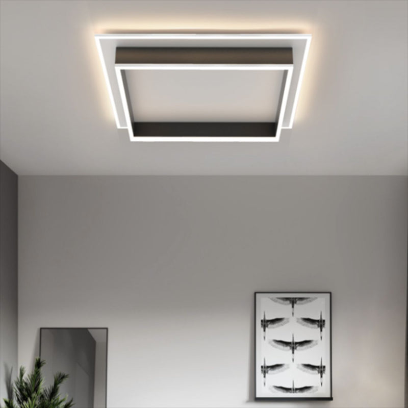 Square Flush Mount Modern Metal Flush Ceiling Light Fixture for Bedroom