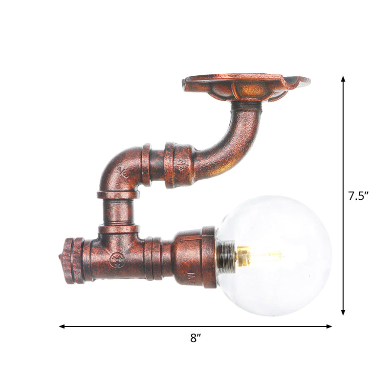 Klarglas Kupfer Semi-Flush Mount Kugel 1 Birne Antike LED Flush Deckenleuchte