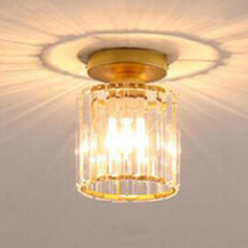 Nordic Crystal Shade Ceiling Lamp Geometric Flush Mount Light Fixture for Bedroom