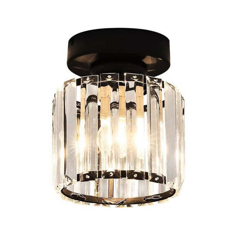 Nordic Crystal Shade Ceiling Lamp Geometric Flush Mount Light Fixture for Bedroom