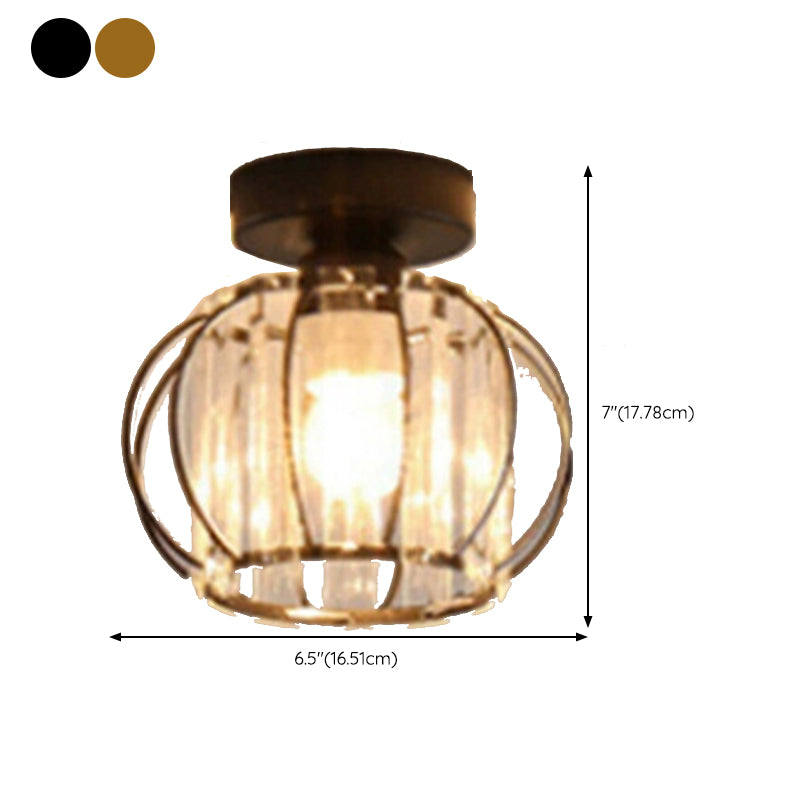 Nordic Crystal Shade Ceiling Lamp Geometric Flush Mount Light Fixture for Bedroom