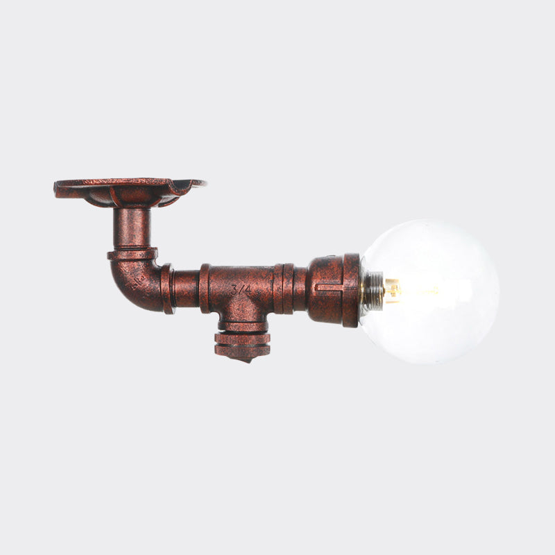 Klarglas Kupfer Semi-Flush Mount Kugel 1 Birne Antike LED Flush Deckenleuchte
