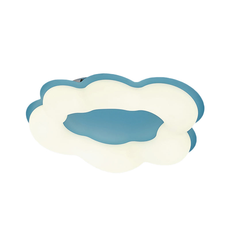 LED Bedroom Flushmount Light Nordic Style Pink/Blue Finish Ceiling Fixture with Cloud Acrylic Shade