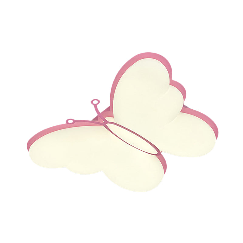 Butterfly Acryl Flush Mount Light Fassung Zeitgenössische LED Gelb/Rosa/Blau Deckenlampe für Schlafzimmer