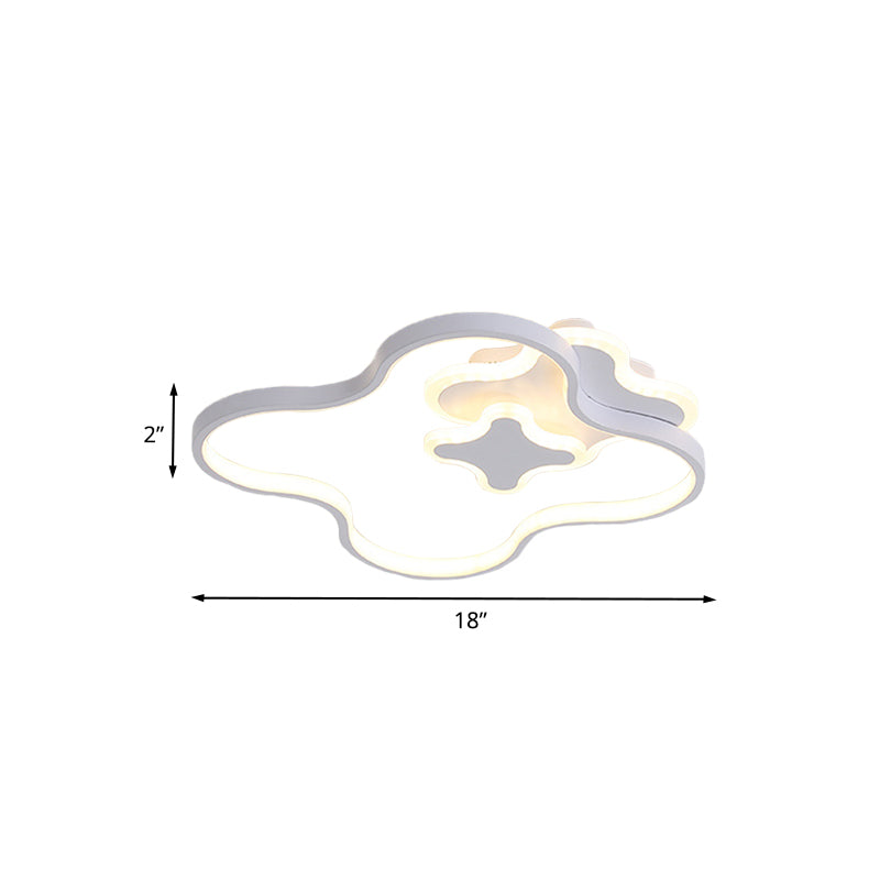 Acrylic Clover Flush Ceiling Light Cartoon Style LED White Finish Lighting Fixture in Warm/White Light