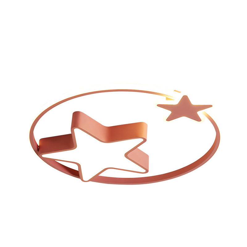 Acrylic Star Flush Mount Light Creative LED Ceiling Mounted Fixture in White/Pink for Bedroom