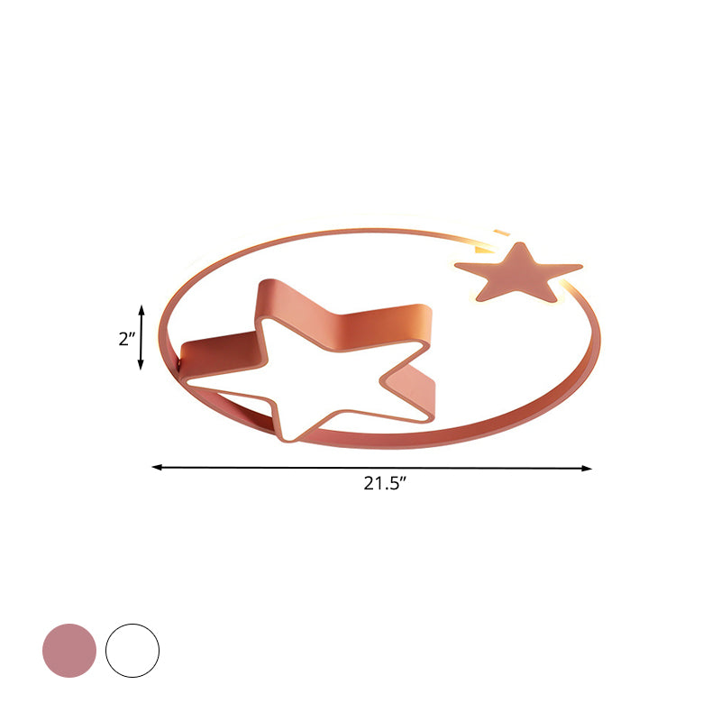 Acrylic Star Flush Mount Light Creative LED Ceiling Mounted Fixture in White/Pink for Bedroom